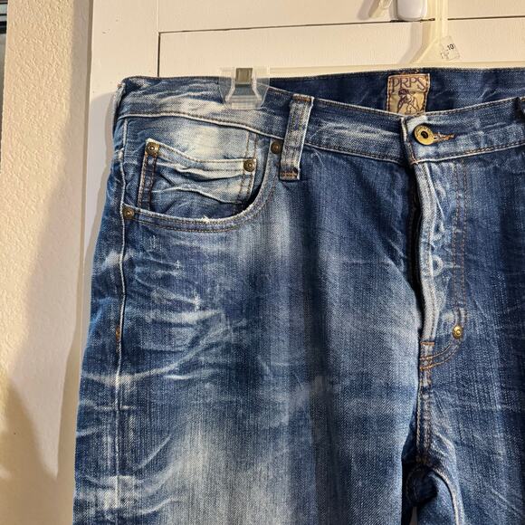 PRPS Goods & Co Straight Fit Jeans Denim Distressed Grunge Indigo E67P115 Sz 36 - Picture 4 of 12